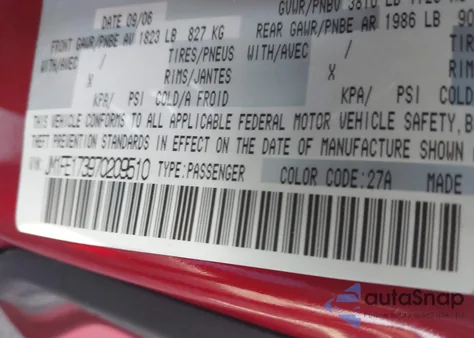 2007 Mazda Rx-8 Grand Touring from USA, damaged, VIN JM1FE173970209510